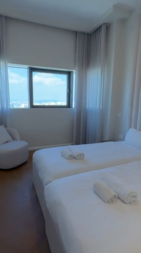 Bedroom three · the twin bedroom; still from the apartment walkthrough