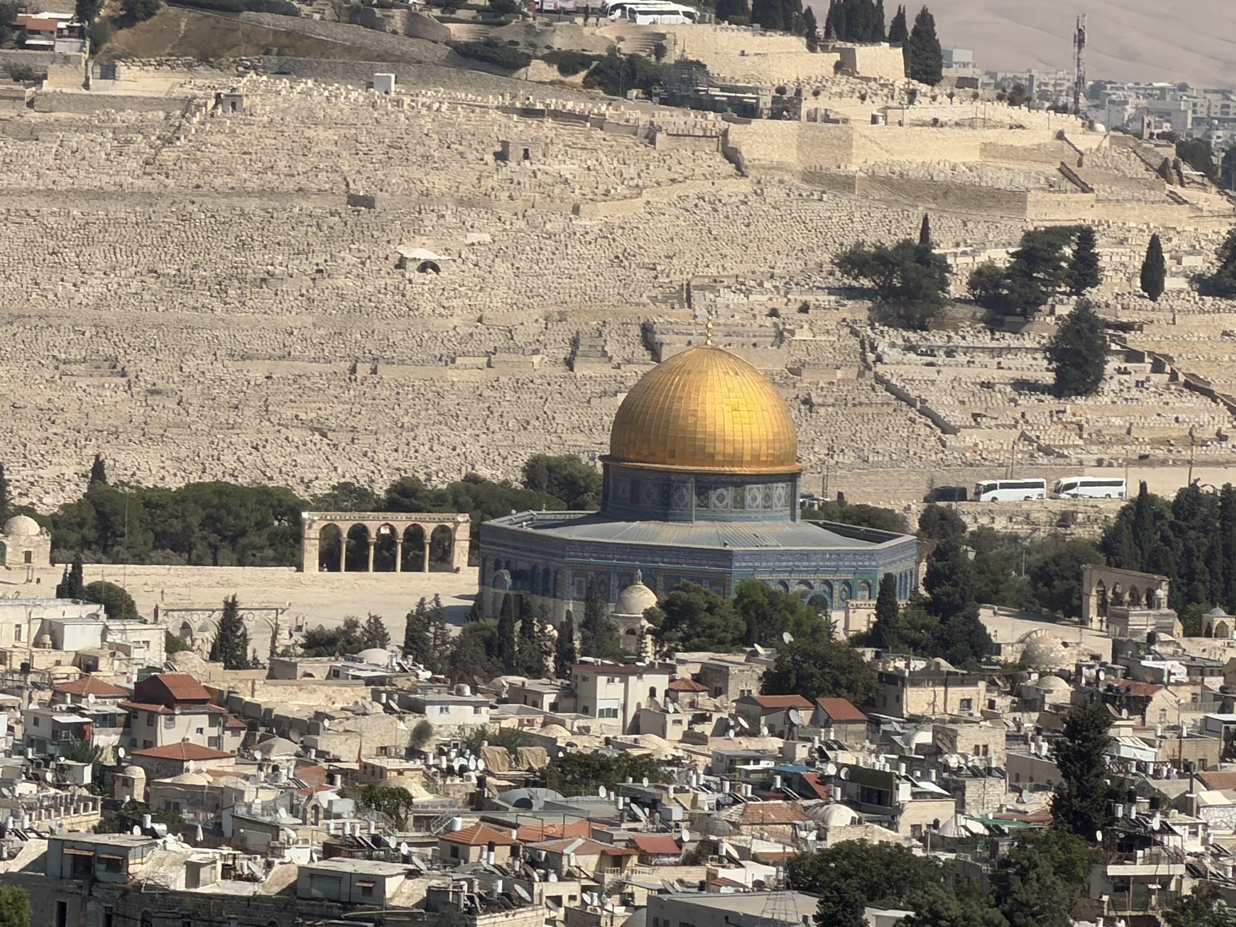 View of the Temple Mount and Jerusalem skyline photographed from the penthouse balcony